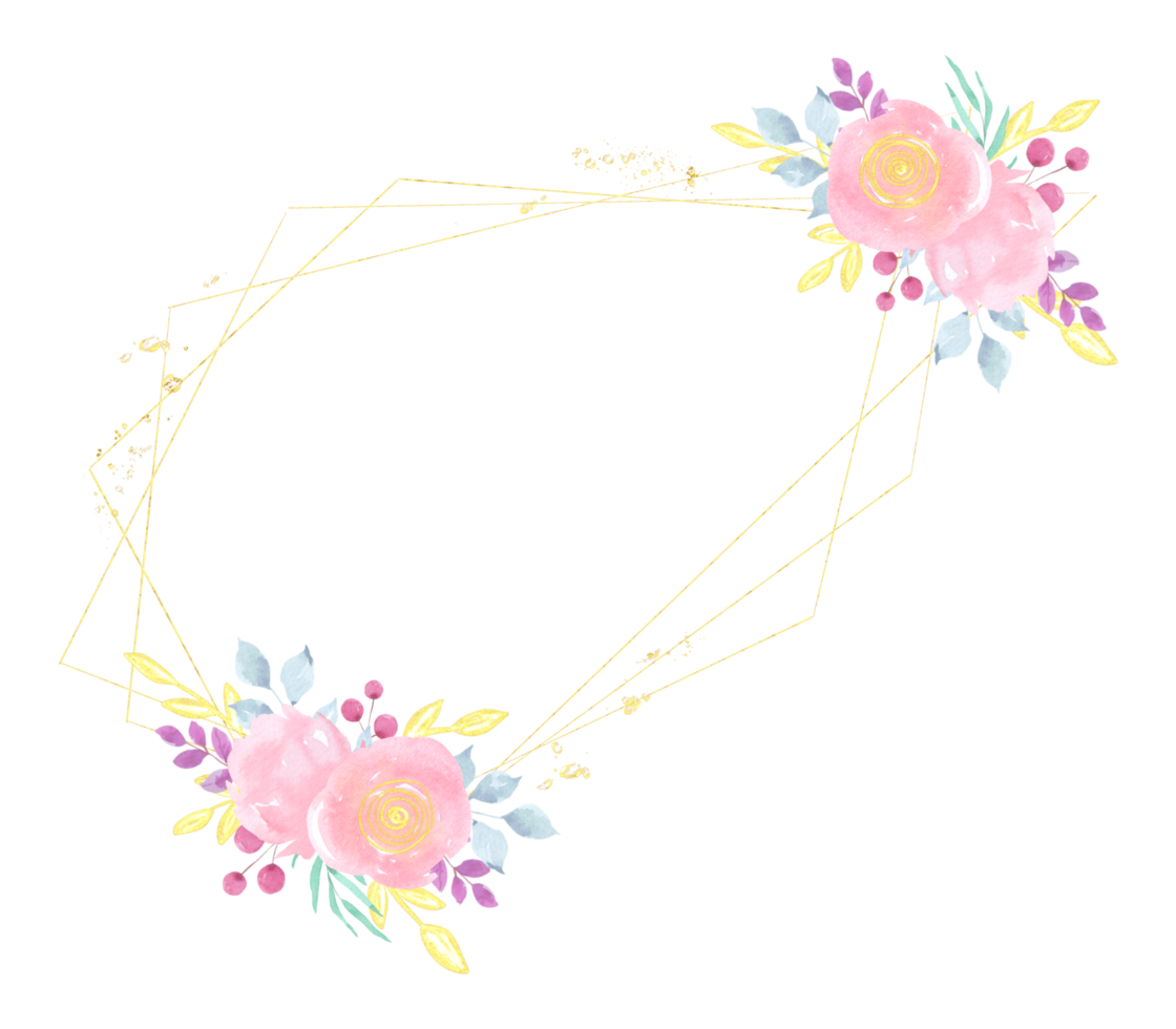 Pink flower wreath watercolor png