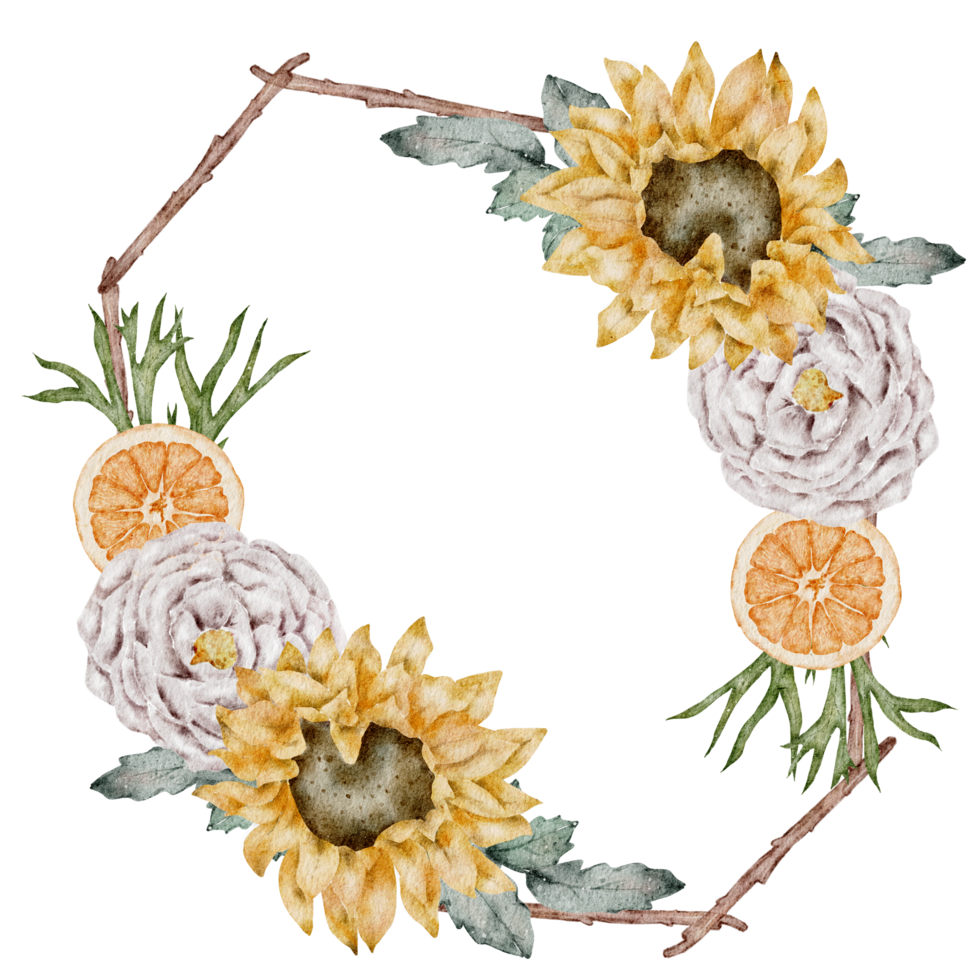 aquarelle de couronne de tournesol png