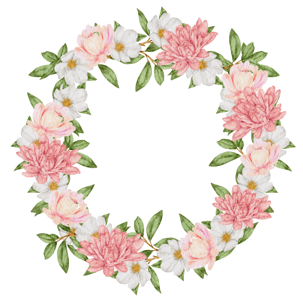 Flower wreath and frame watercolor png