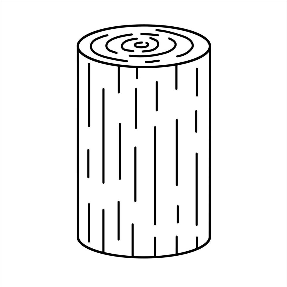 Stump icon. Wooden material and Wood trunk. Outline cartoon. vector