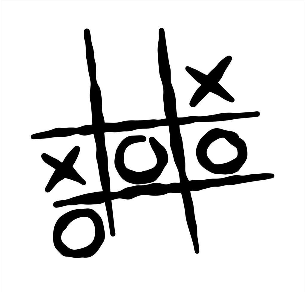 Tic-tac-toe competition, grungy brush illustration. vector