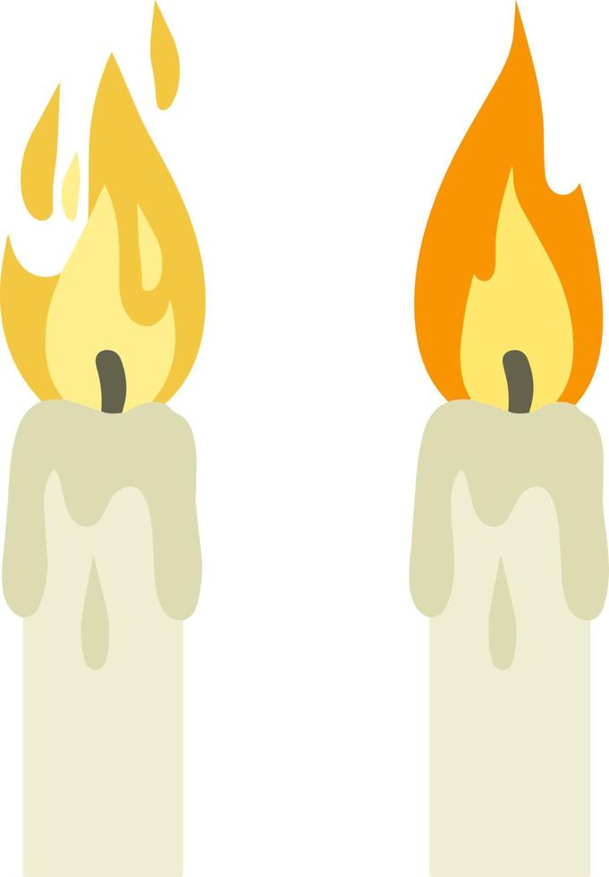 Candle with fire. flame with wick. Wax object for lighting. vector