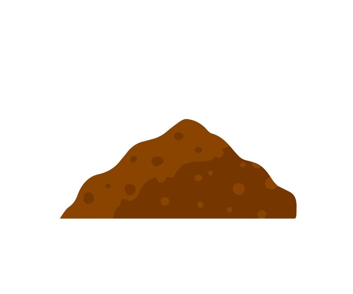 Pile of earth. Brown mound. Land and soil for farming. Flat cartoon isolated on white vector