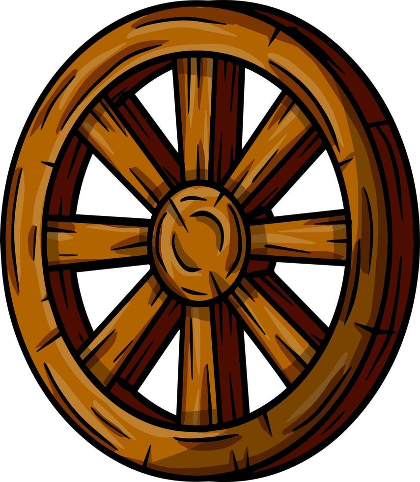 Old wooden cart wheels. vector