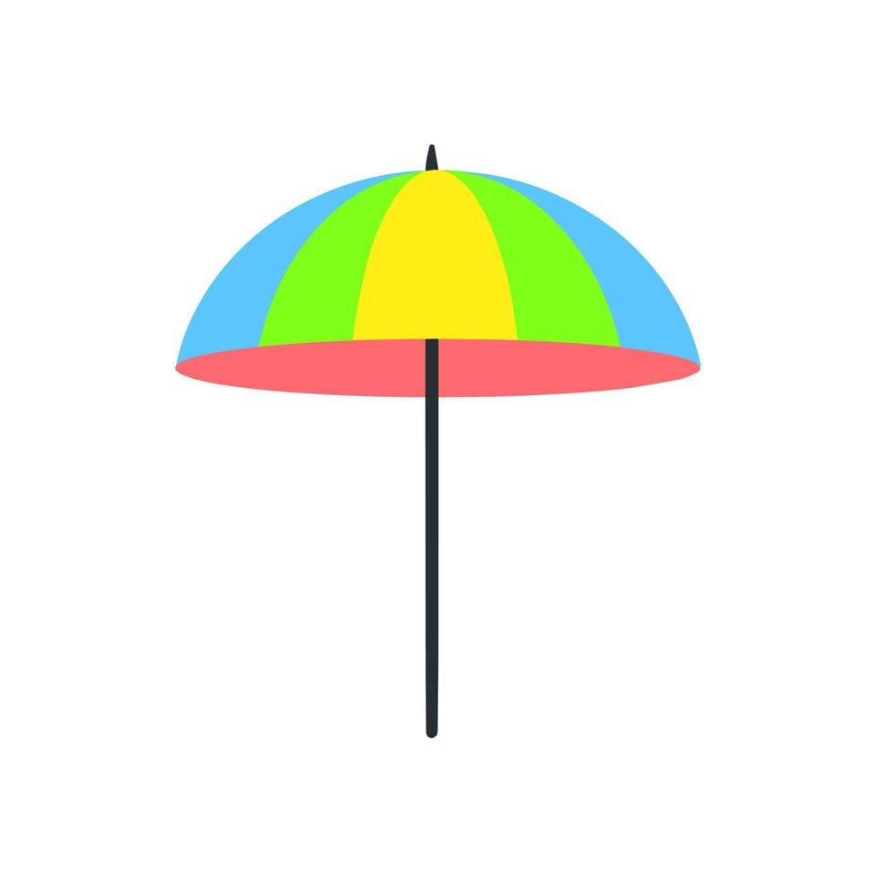 Beach umbrella. Color design. Summer accessory for sun protection. Flat cartoon illustration isolated on white vector