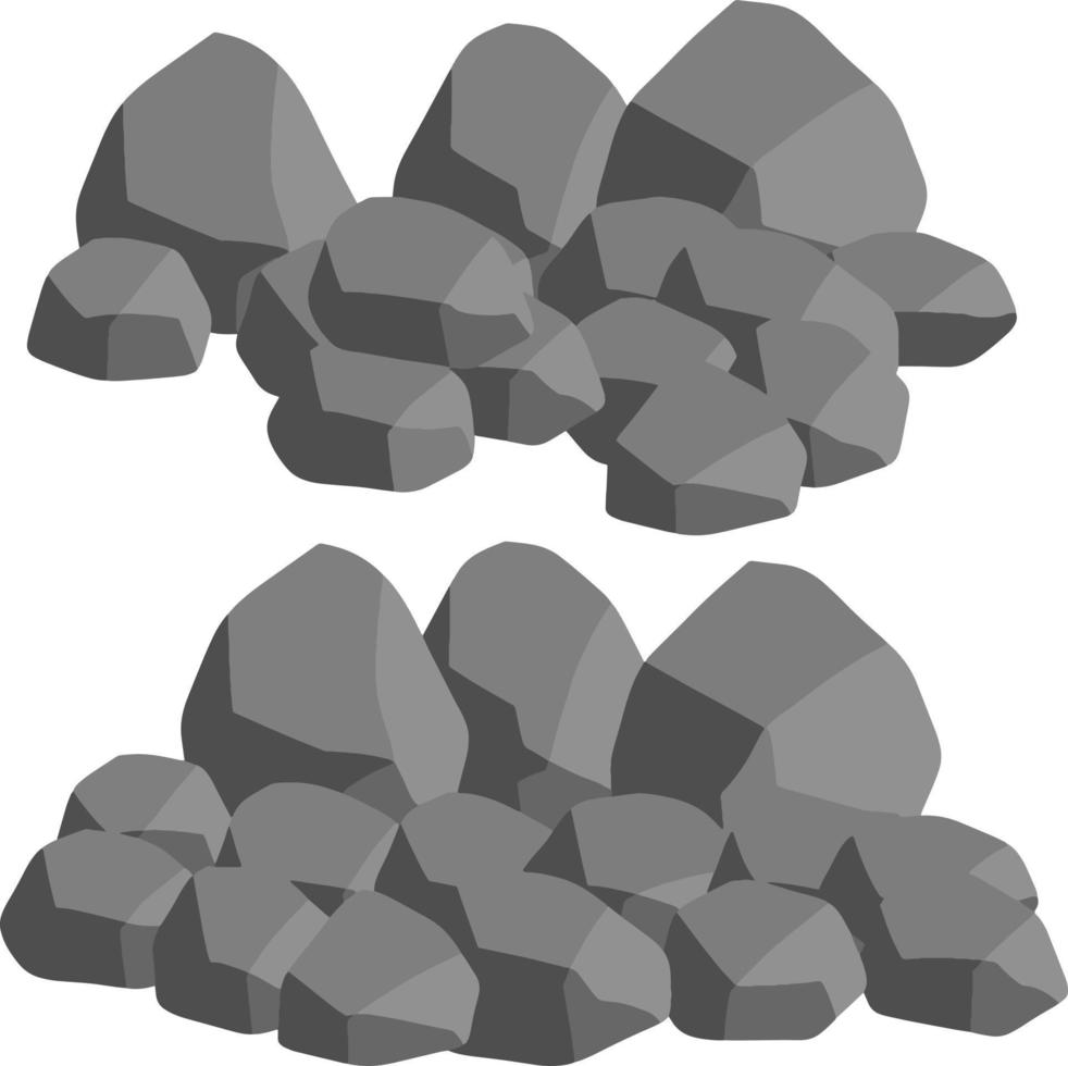 Set of gray granite stones of different shapes vector