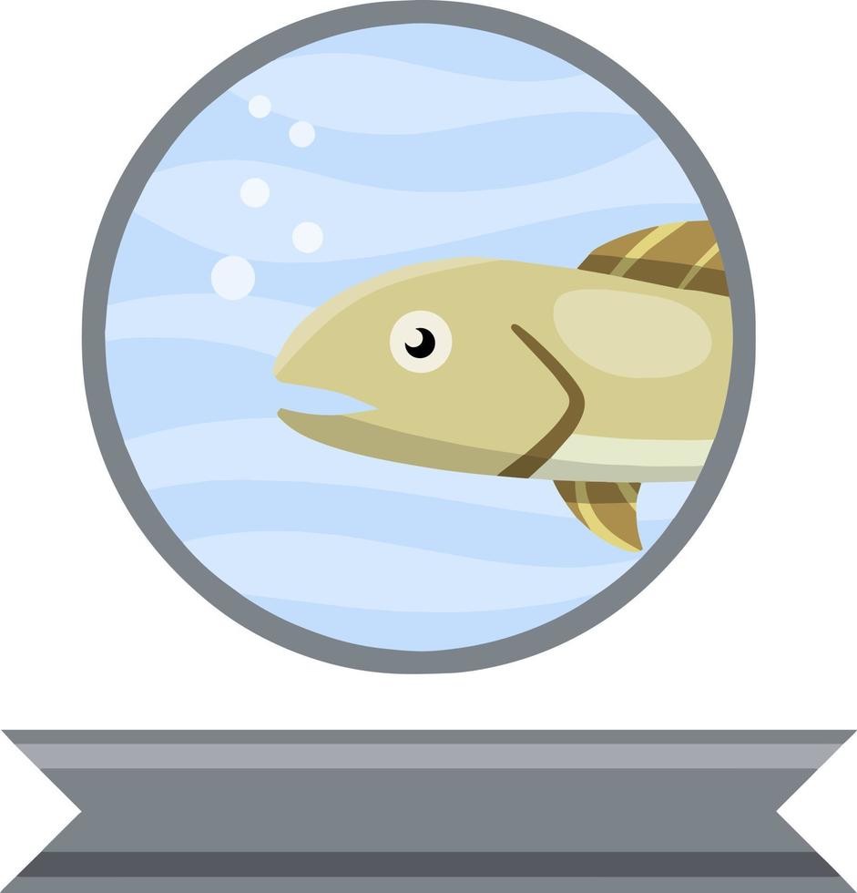 Logo of fish in circle. Flat cartoon vector