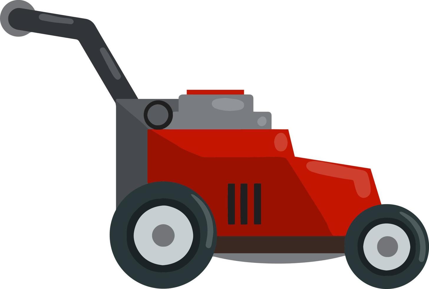 cortacésped maquina de jardineria ilustración plana recortadora con motor de gasolina. elemento para cortar y cuidar el césped y la hierba. modelo moderno vector