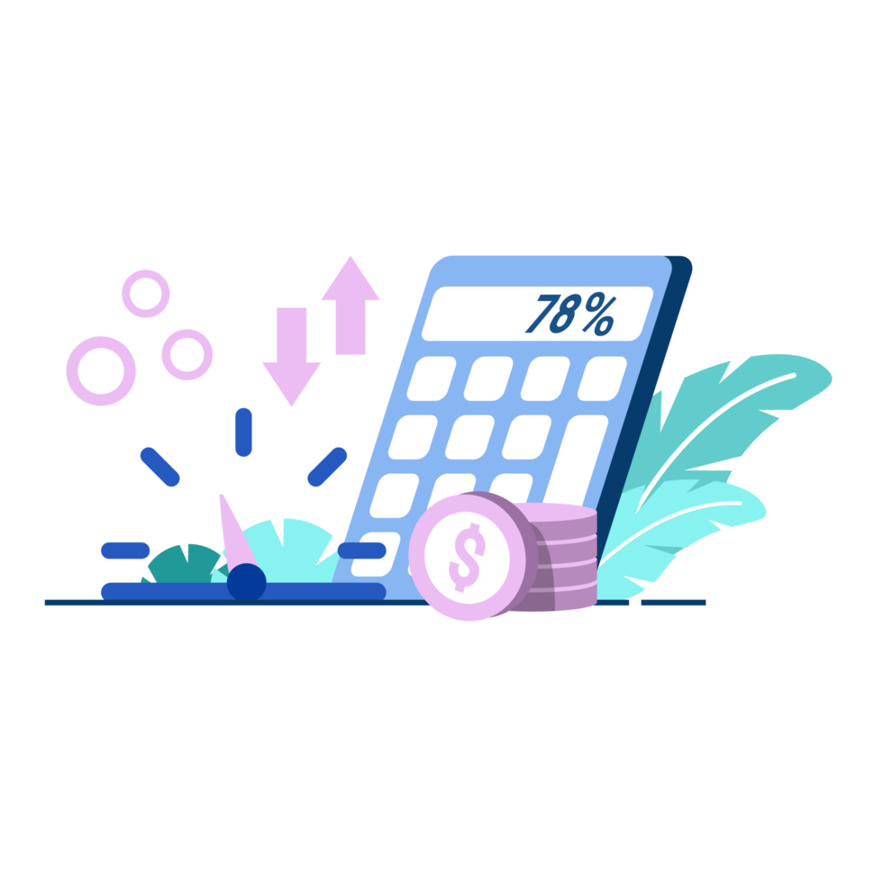 ilustração plana de ícone de retorno ajustado de inflação para gráfico de finanças de negócios por cento moeda nota de dólar perfeita para design de interface do usuário ux, aplicativo web, projetos de marca, anúncio, postagem de mídia social png