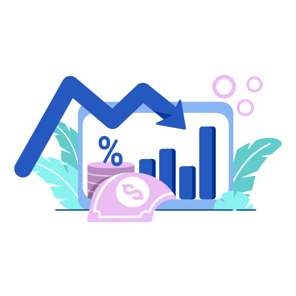 inflation news icon flat Illustration for business finance chart percent coin dollar bill perfect for ui ux design, web app, branding projects, advertisement, social media post png