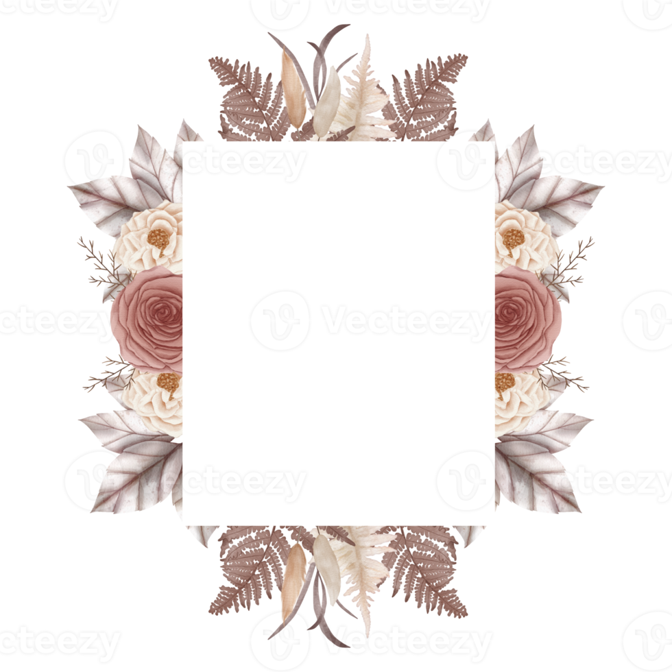 Watercolor Autumn Flower Square Wreath png