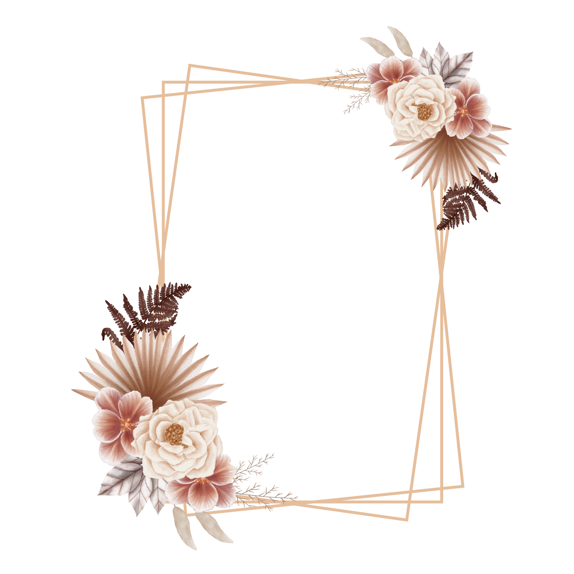 Watercolor Autumn Flower rectangle Wreath 10313790 PNG