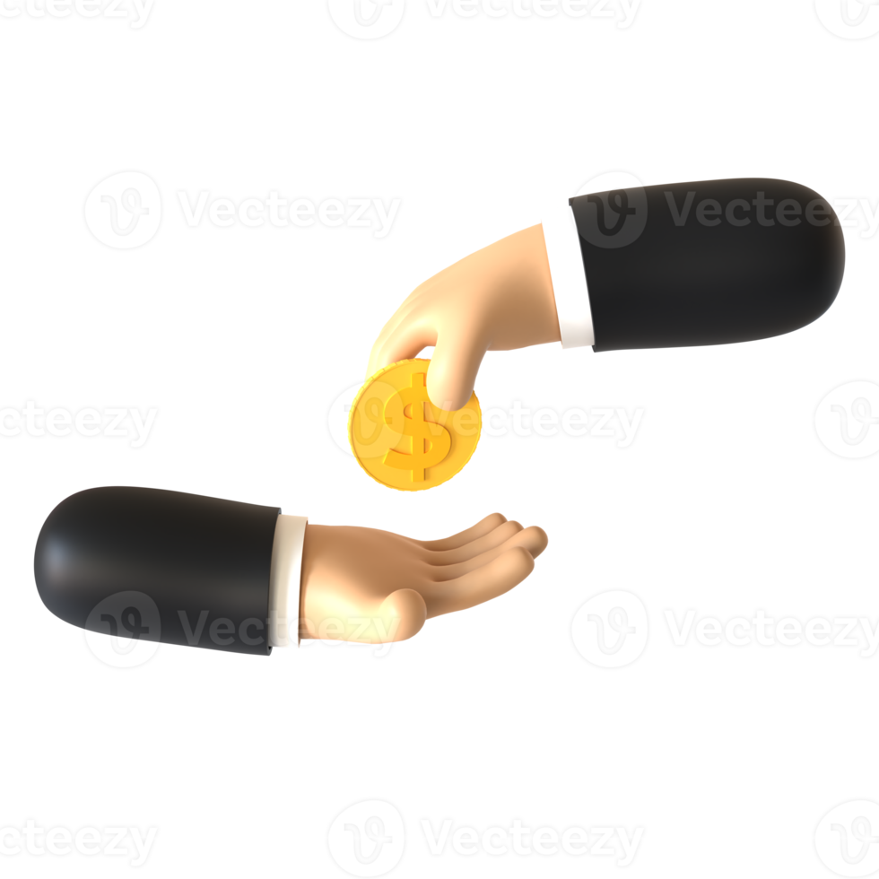 Paying Hand Gesture 3D rendering isolated on transparent background. Ui UX icon design web and app trend png