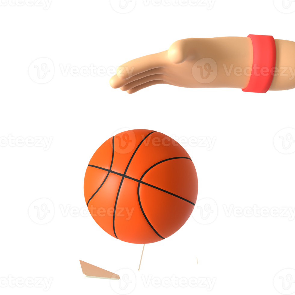 Basketball Holding Hand Gesture 3D rendering isolated on transparent background. Ui UX icon design web and app trend png
