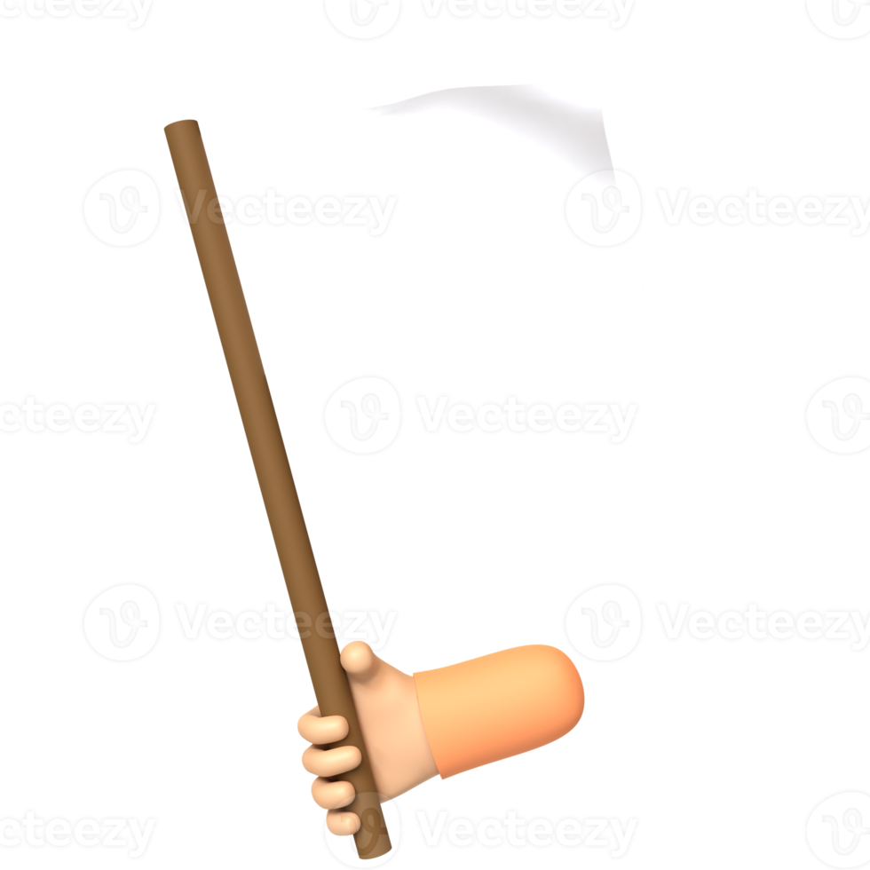 White Flag Holding Hand 3D rendering isolated on transparent background. Ui UX icon design web and app trend png