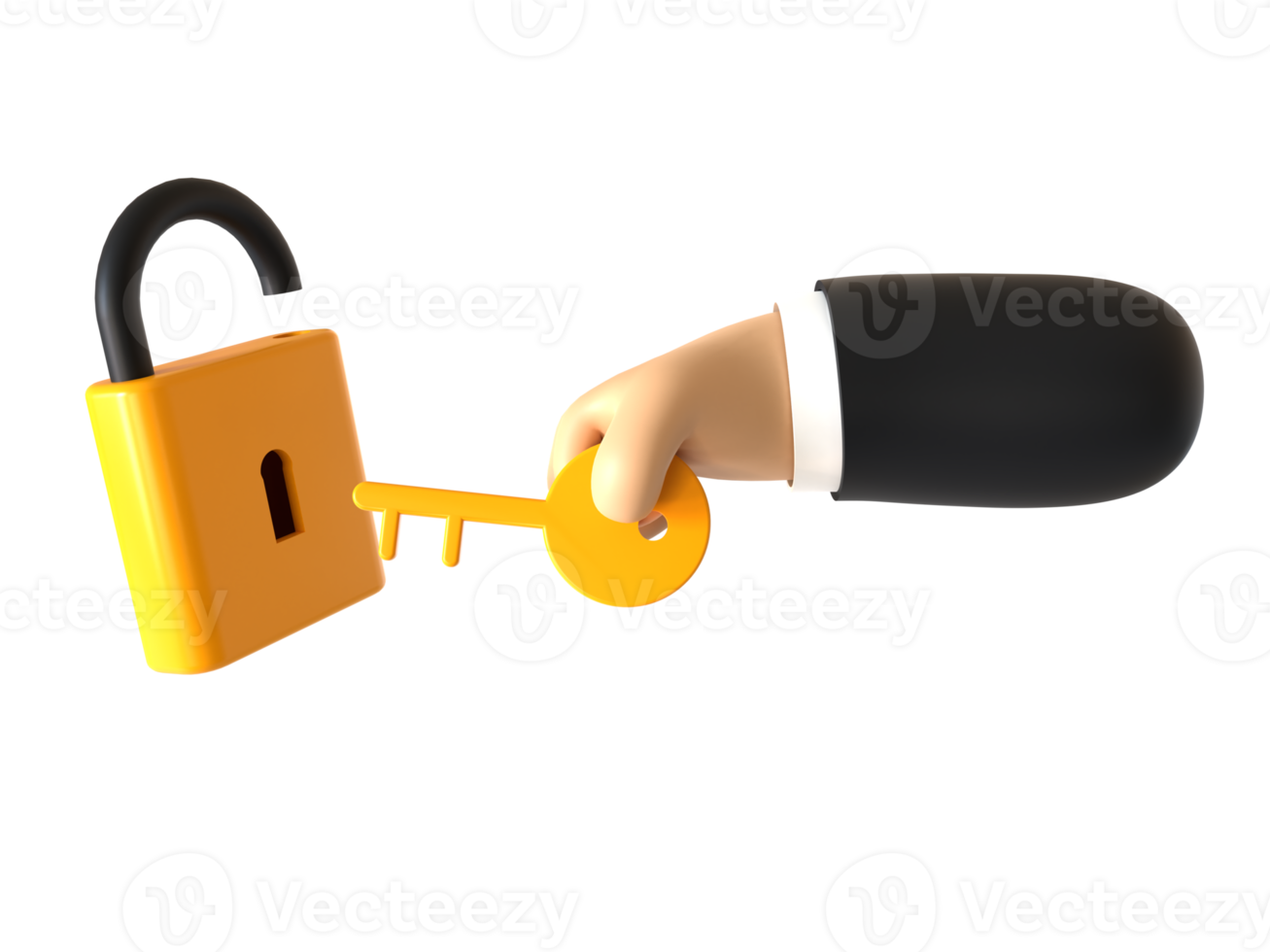 hand ontgrendelen hangslot 3D-rendering geïsoleerd op transparante achtergrond. ui ux pictogram ontwerp web- en app-trend png