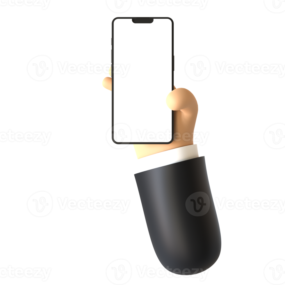 Smartphone Holding Hand Gesture 3D rendering isolated on transparent background. Ui UX icon design web and app trend png