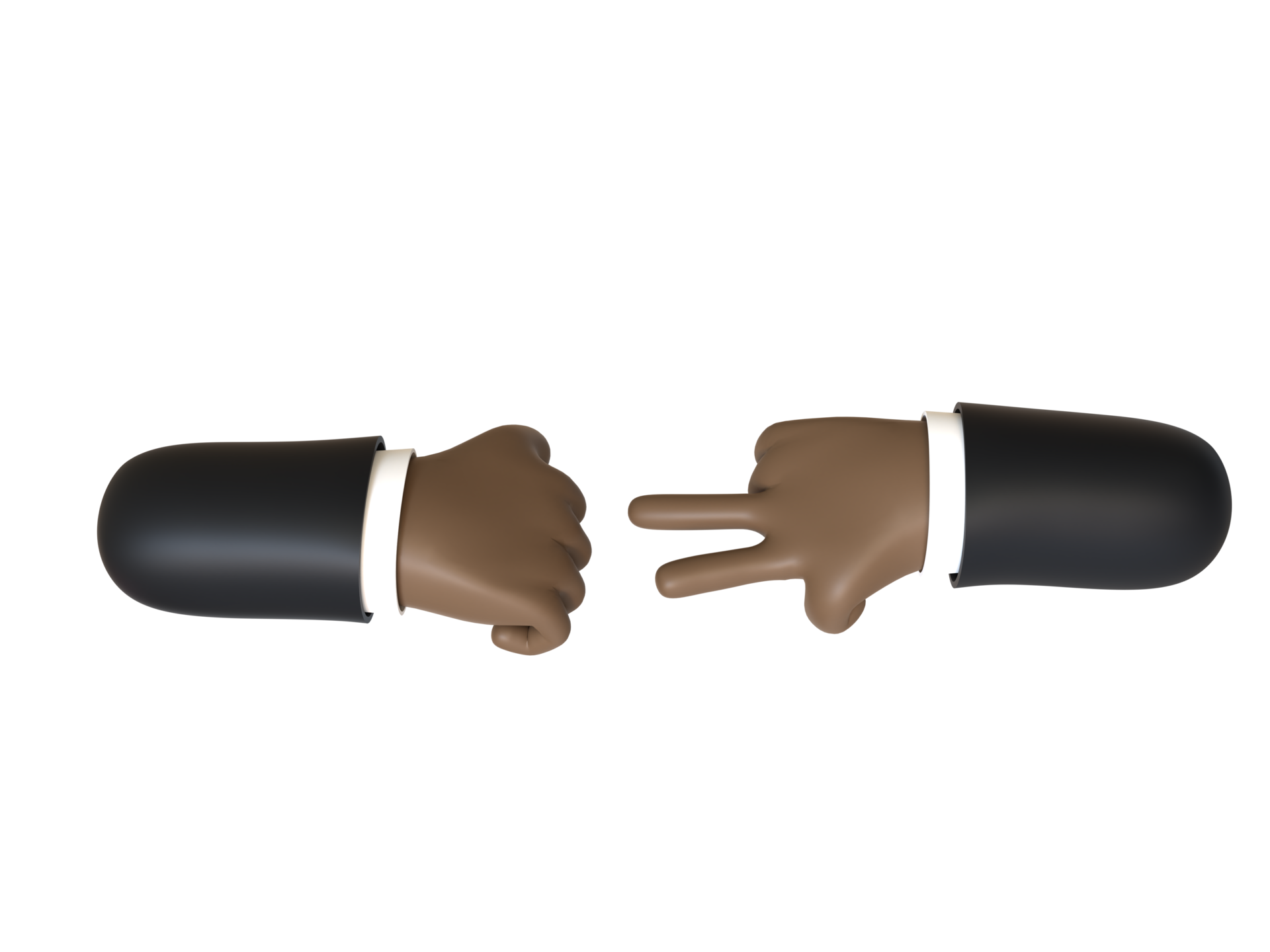Rock Paper Scissors Hand 3D rendering isolated on transparent