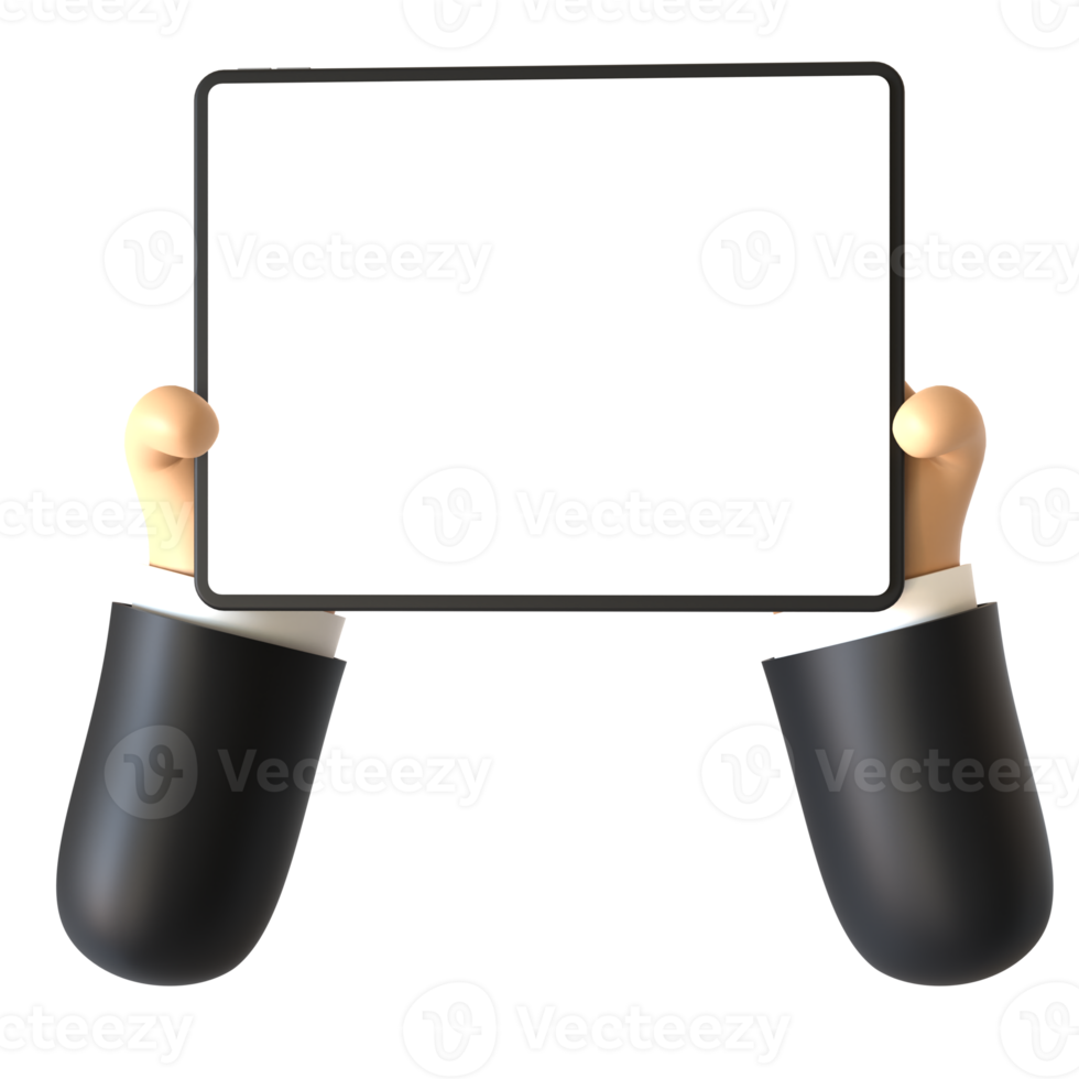 Tablet Touch Hand Gesture 3D rendering isolated on transparent background. Ui UX icon design web and app trend png