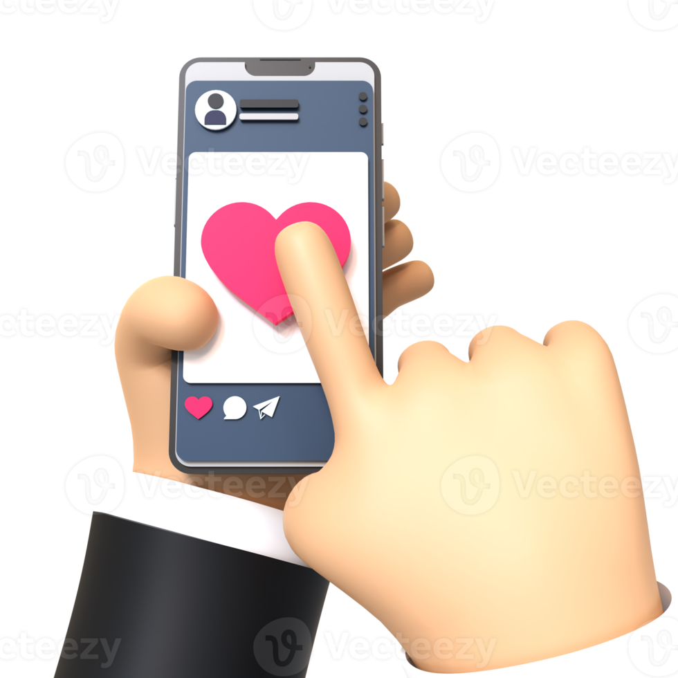 Social Media Like Giving Hand Gesture 3D rendering isolated on transparent background. Ui UX icon design web and app trend png