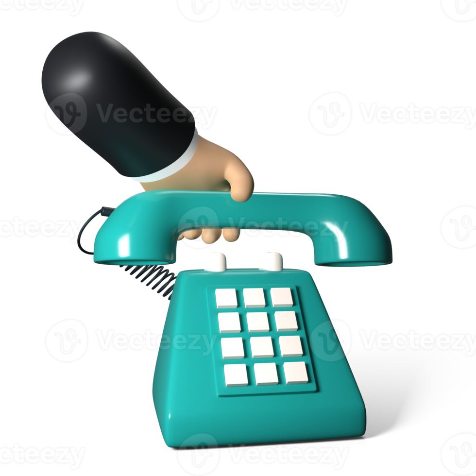 Landline Holding Hand Gesture 3D rendering isolated on transparent background. Ui UX icon design web and app trend png