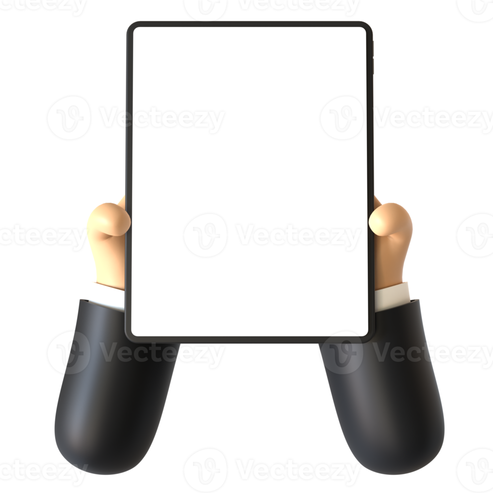 Tablet Touch Hand Gesture 3D rendering isolated on transparent background. Ui UX icon design web and app trend png