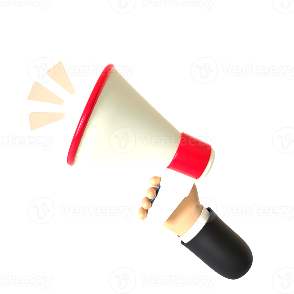Holding Megaphone Gesture 3D rendering isolated on transparent background. Ui UX icon design web and app trend png