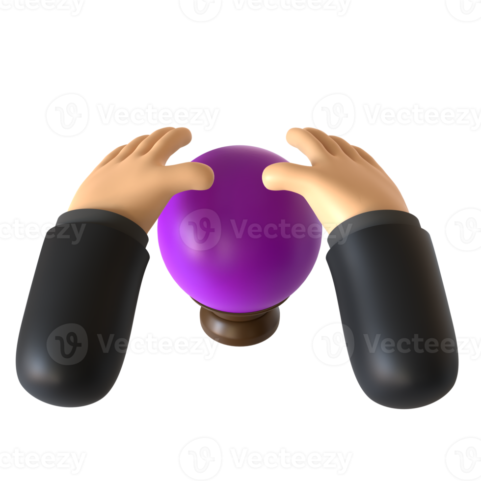 Crystal Ball Holding 3D rendering isolated on transparent background. Ui UX icon design web and app trend png