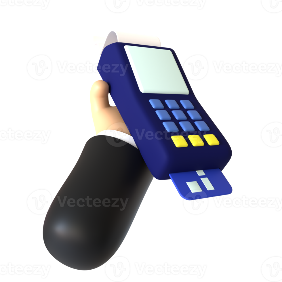 Card Terminal Holding 3D rendering isolated on transparent background. Ui UX icon design web and app trend png