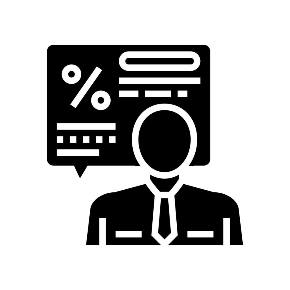 manager explaining loan glyph icon vector illustration
