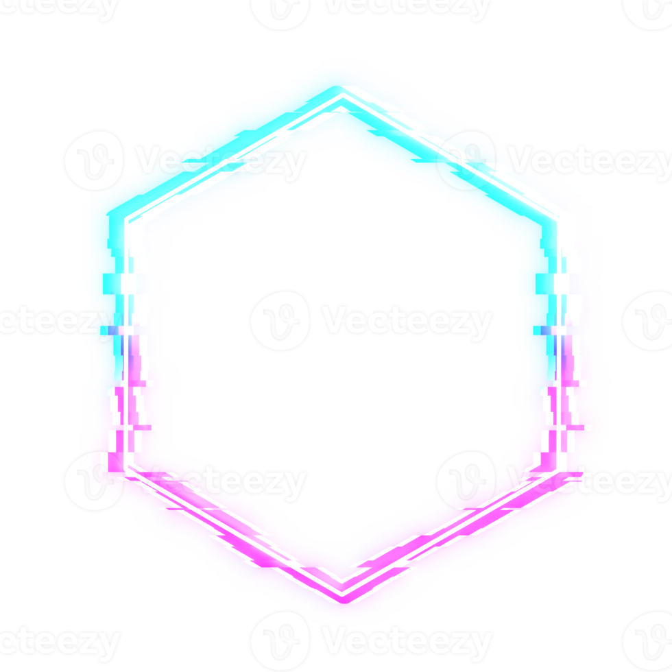 fault hexagon neon effect border transparent background png
