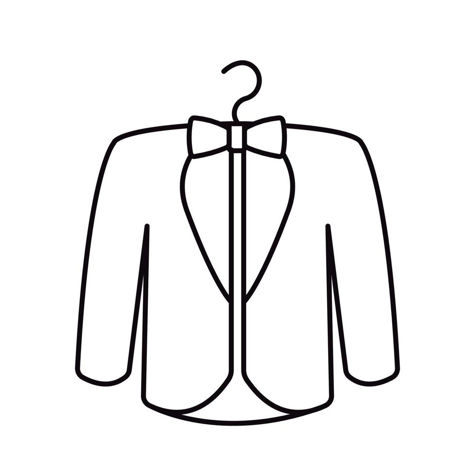 Tuxedo jacket line icon. linear style sign for web design. Men's wedding suit outline vector illustration