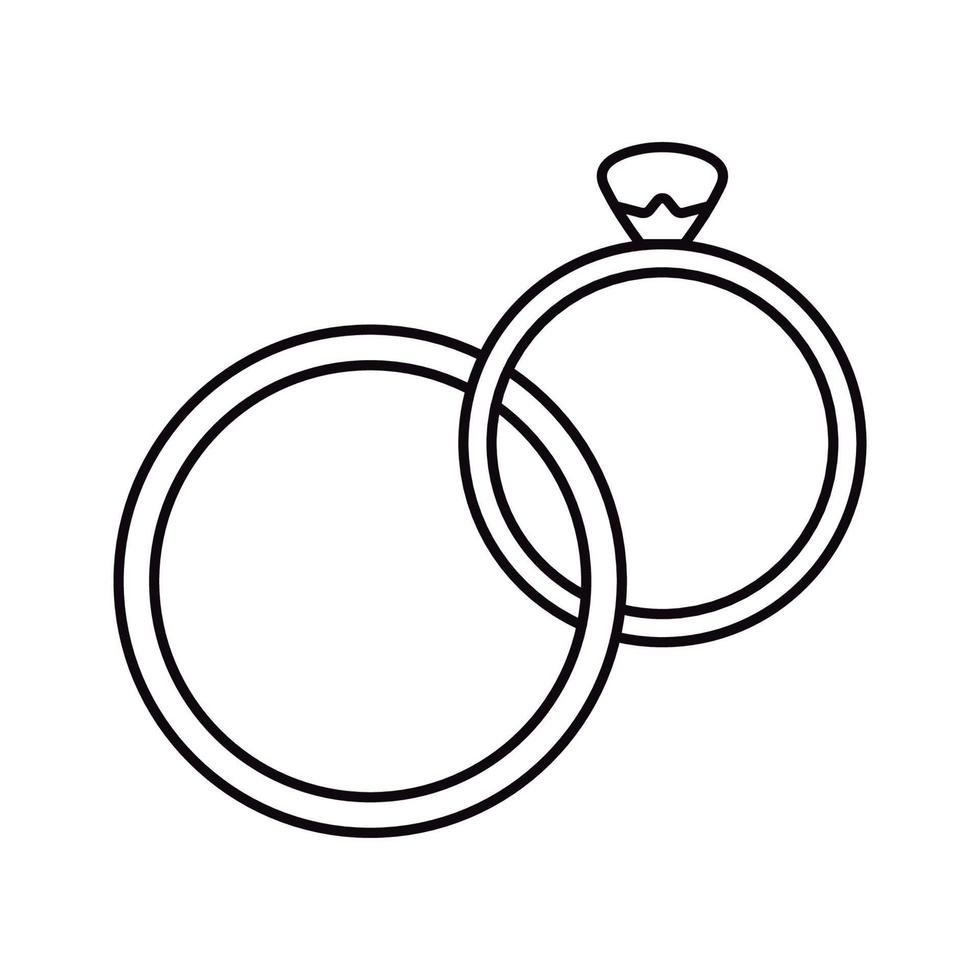 icono de línea de anillos en blanco. símbolo de la boda. ilustración vectorial vector