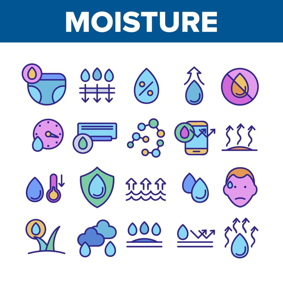Moisture Water Drop Collection Icons Set Vector