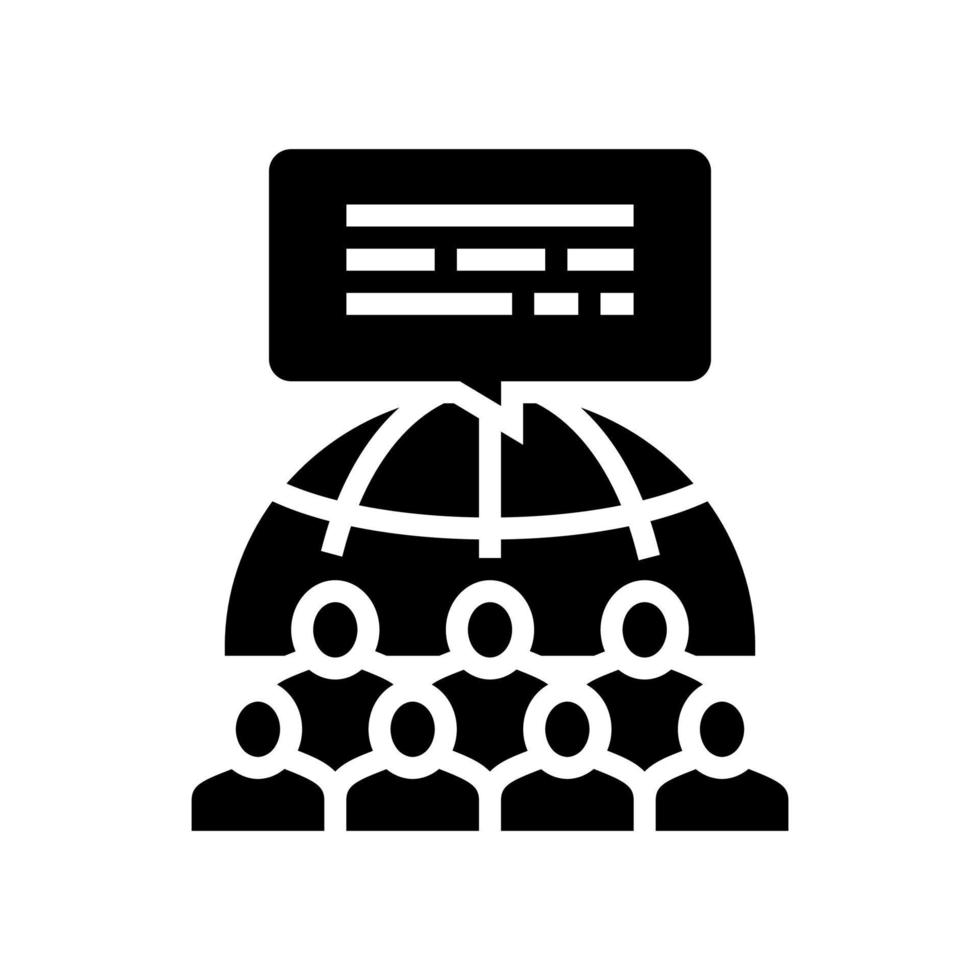 crowdsoursing global glifo icono vector ilustración plana