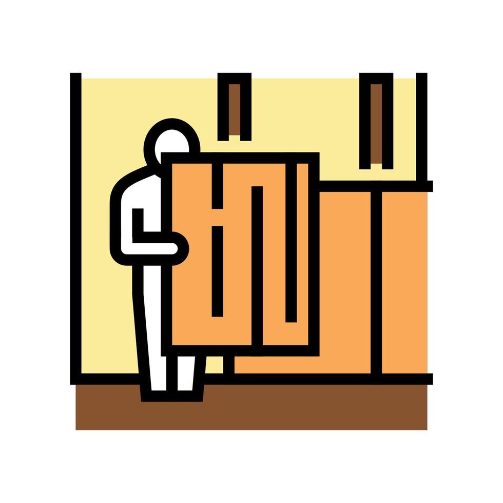 repairman carrying osb plate color icon vector illustration