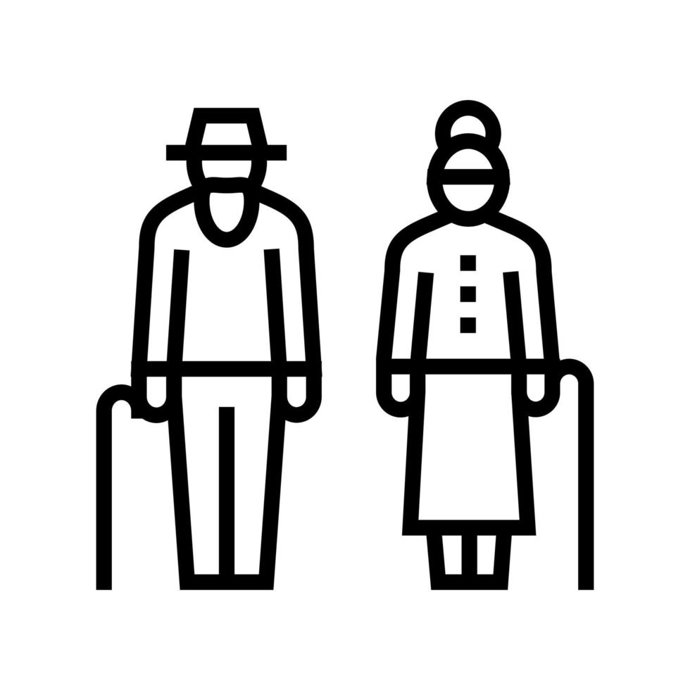 grandmother and grandfather walking together line icon vector illustration