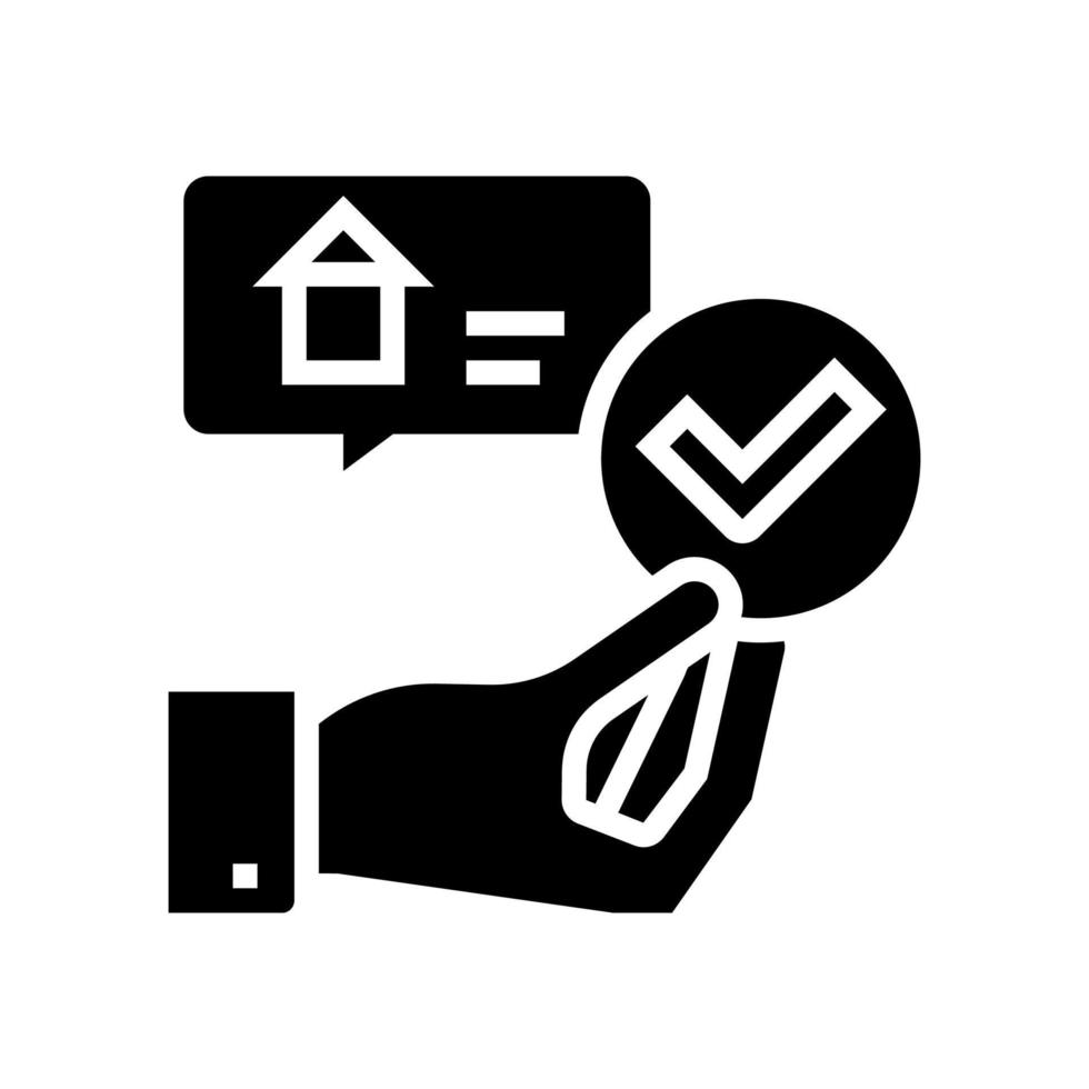 hand hold approved mark buy house glyph icon vector illustration