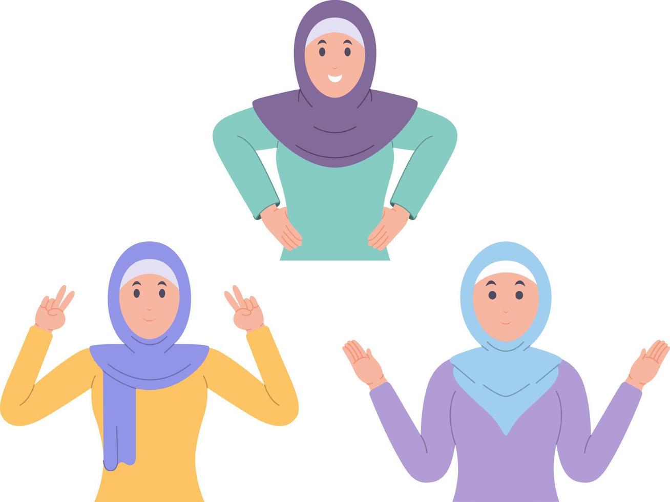 Muslim women group flat design vector