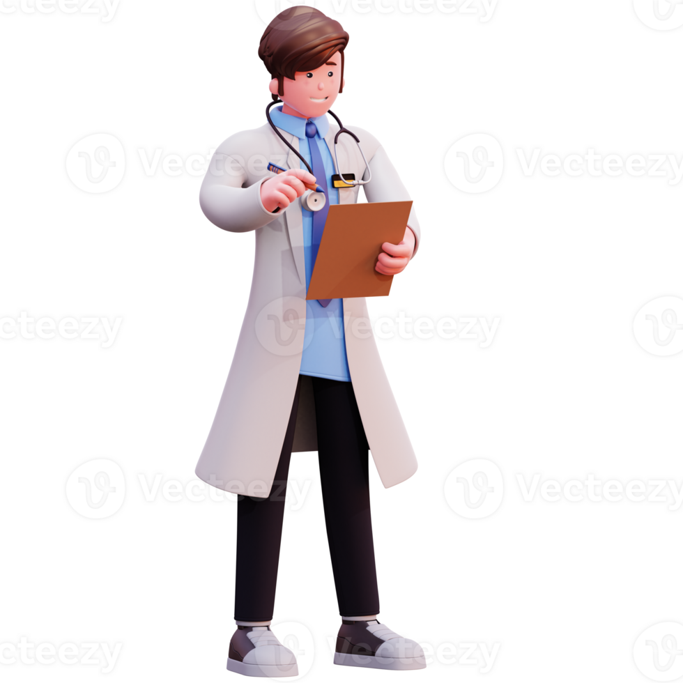 Ilustración de médico masculino de personaje 3d png