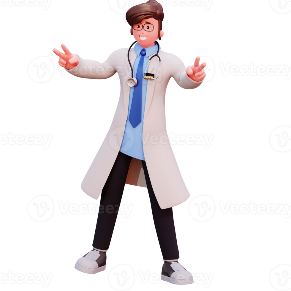 3D Character Male Doctor Illustration png