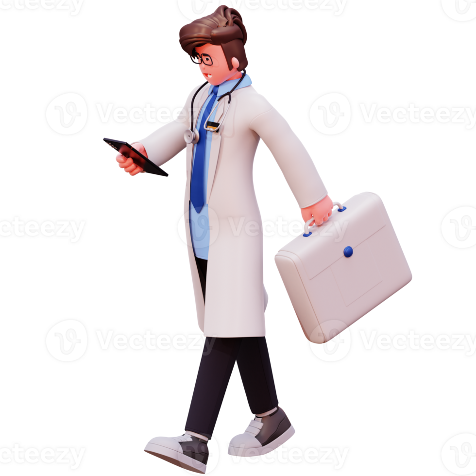 Illustrazione del medico maschio del carattere 3d png