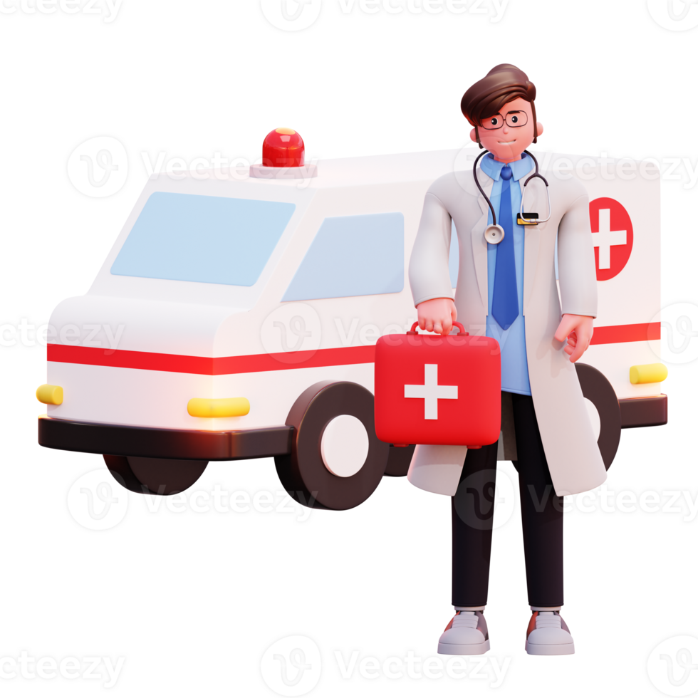 Illustrazione del medico maschio del carattere 3d png