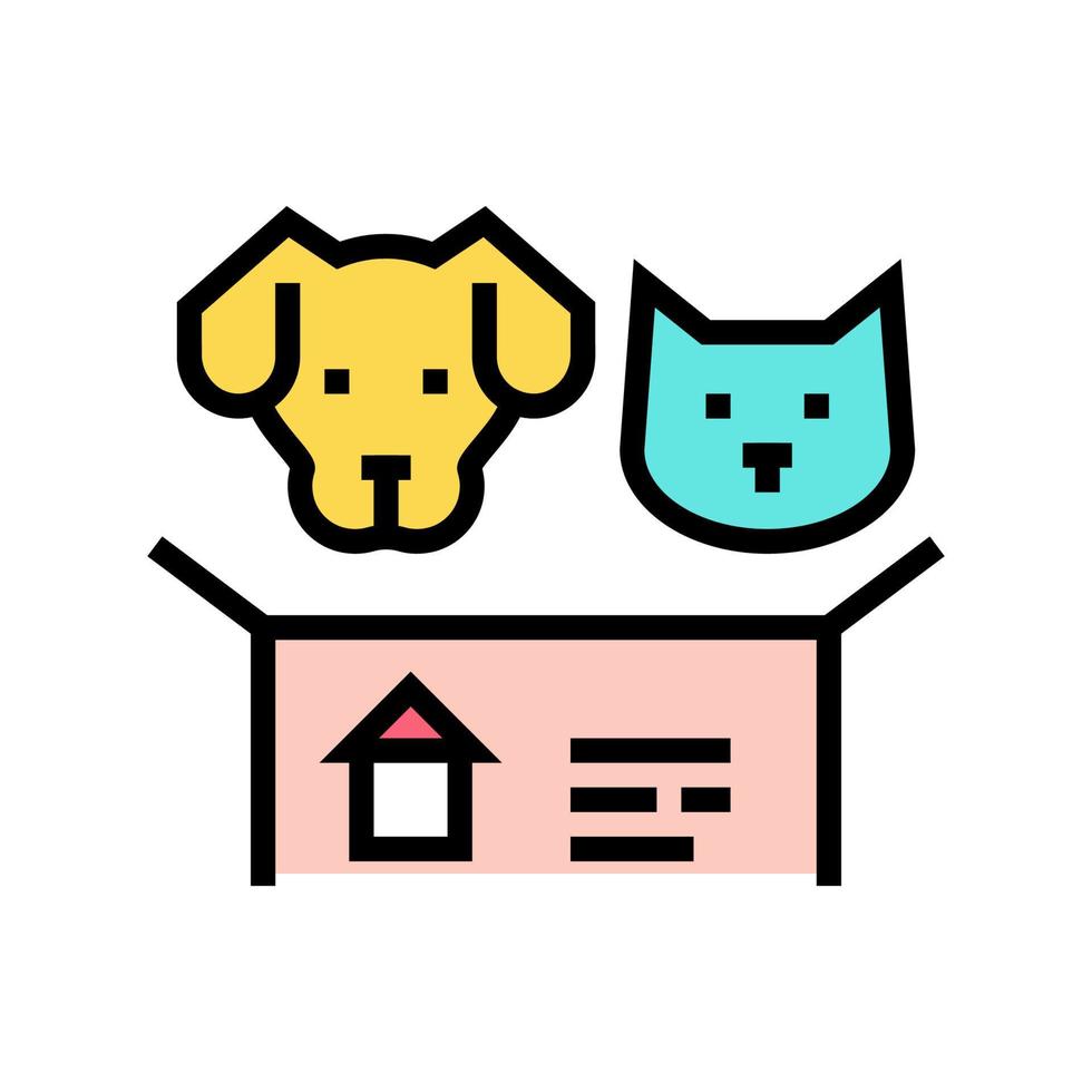 dog and cat looking new house color icon vector illustration