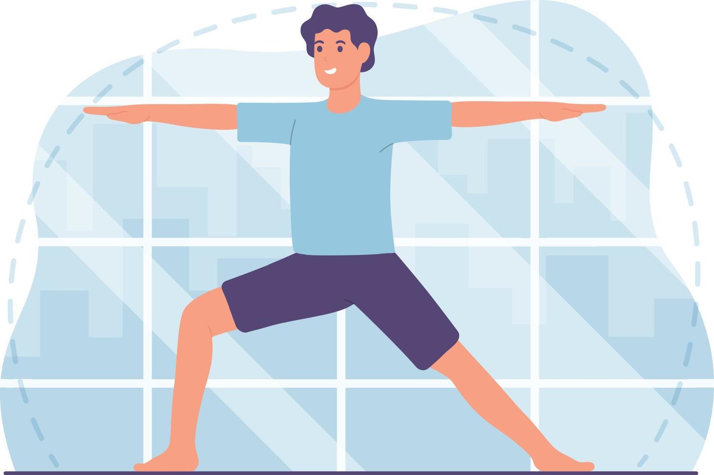 Flat Design Man Character In a Yoga Position vector