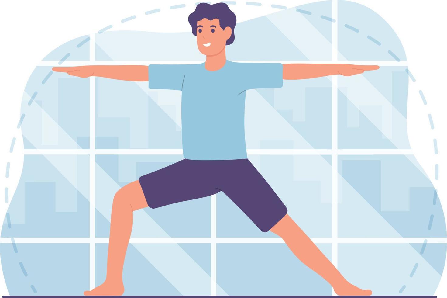 personaje de hombre de diseño plano en una posición de yoga vector