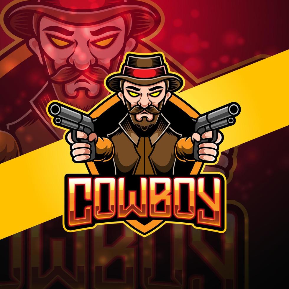 Cowboy esport mascot logo design vector