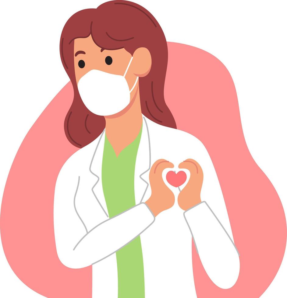 retrato de una doctora con emoticonos de amor vector