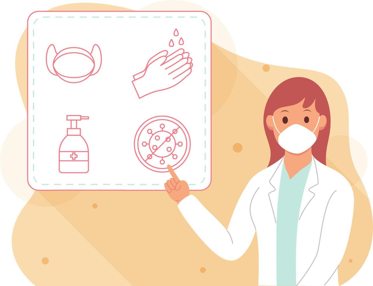 portrait of a doctor giving directions to prevent corona vector