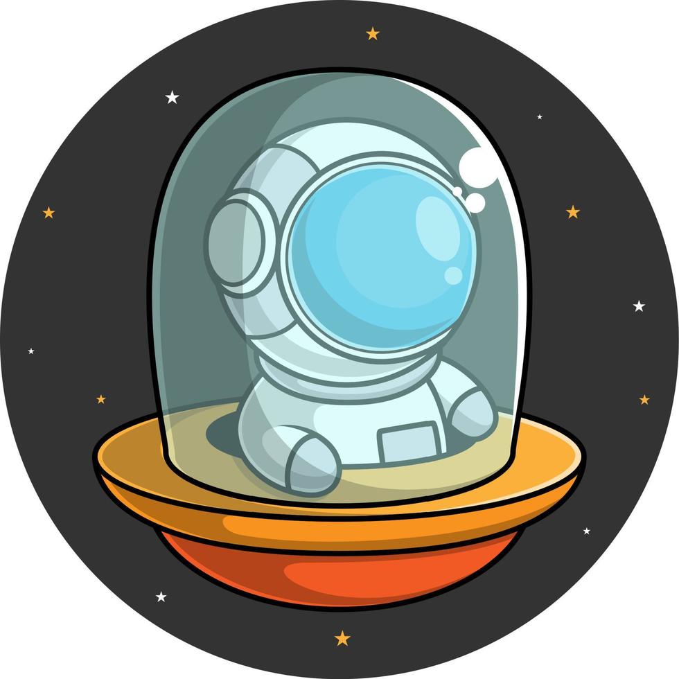 astronaut cartoon in outer space vector